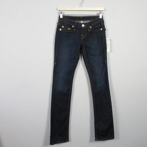 True Religion Lonestar Straight Leg Jeans Women 25 Blue Cotton Blend Denim 524